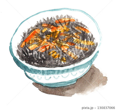 水彩で描いたヒジキの煮物25915pix7 130837066