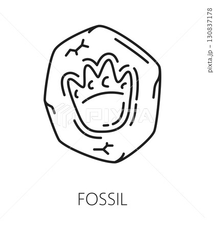 Dinosaur fossil footprint museum gallery line icon or sign. Prehistoric animal museum line vector icon, gallery lineart pictogram. Dinosaur exhibit sign with dinosaur footprint ground trace fossil Dinosaur fossil footprint museum gallery line icon or sign. Prehistoric animal museum line vector icon, gallery lineart pictogram. Dinosaur exhibit sign with dinosaur footprint ground trace fossil 130837178