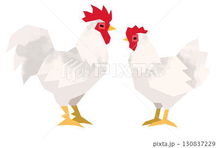 切り絵風の鶏 130837229