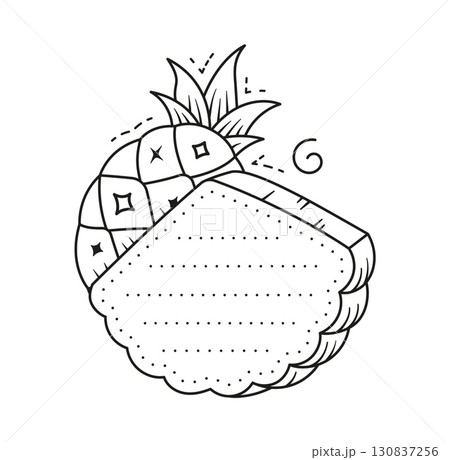 Natural pineapple fruit kids memo note frame. Kids education vector schedule, children scrapbook page linear template. Tasty tropical fruit child diary memo note frame with whole pineapple and slice Natural pineapple fruit kids memo note frame. Kids education vector schedule, children scrapbook page linear template. Tasty tropical fruit child diary memo note frame with whole pineapple and slice 130837256