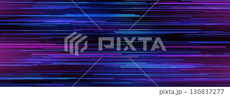 Game glitch background with pixel noise screen effect. Vector abstract tv or computer digital screen static noise texture of neon blue and purple pixel glitch horizontal lines pattern, game background 130837277