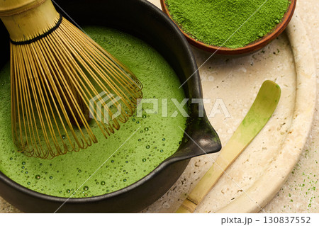 Matcha Preparation. A traditional matcha tea ceremony setup 130837552