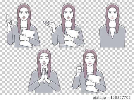 落ち着いた雰囲気の女性　5ポーズ 130837703