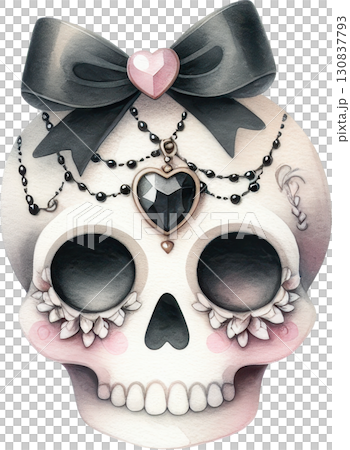Elegant gothic skull with feminine decorative accents 130837793