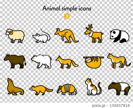 簡單圖示集合動物 3 簡單圖示集合動物 3 130837914