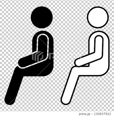Pictogram of a person sitting with correct posture (horizontal, 5 heads tall) 130837922