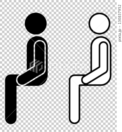 正しい姿勢で腰掛けているピクトグラム(白黒アイコン) 正しい姿勢で腰掛けているピクトグラム(白黒アイコン) 130837952