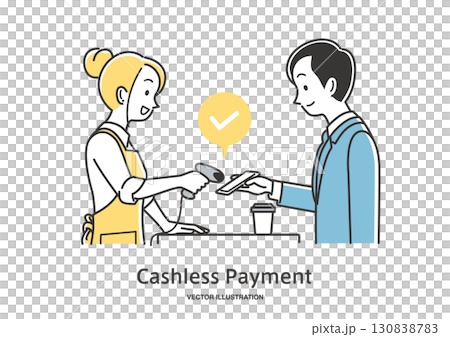 キャッシュレス支払いをする会社員の男性 キャッシュレス支払いをする会社員の男性 130838783