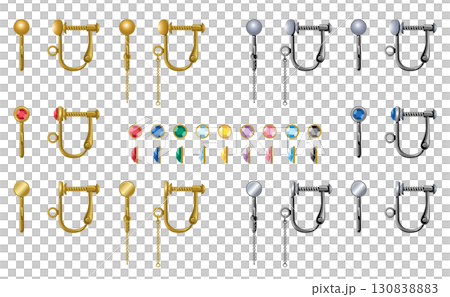 Screw-on earrings, gold and silver set | Jewelry accessory parts 130838883