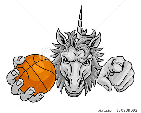 Unicorn Horse Stallion Basketball Sports Mascot Unicorn Horse Stallion Basketball Sports Mascot 130839992