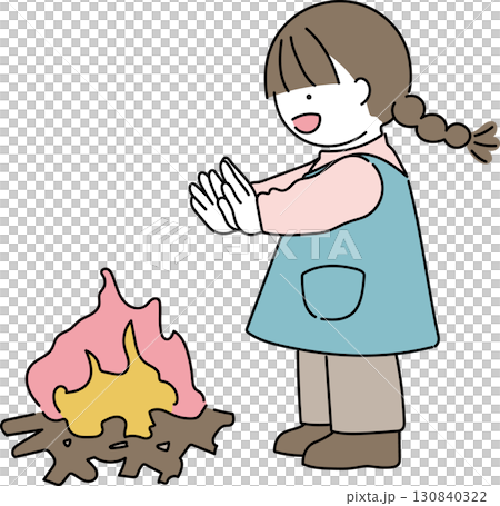 子供と秋の生活_焚き火 130840322