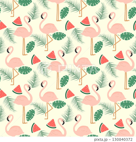 tropical pattern with flamingo 130840372
