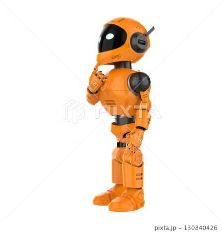 Robotic personal assistant thinking on white background 130840426
