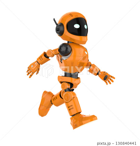Robotic personal assistant walking on white background 130840441