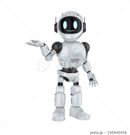 Robotic personal assistant hand palm open on white background 130840456