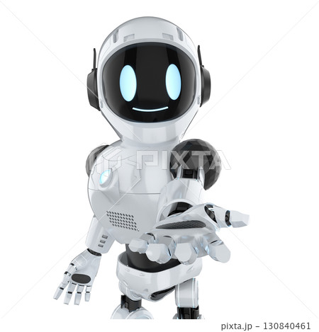 Robotic personal assistant hand palm open on white background 130840461