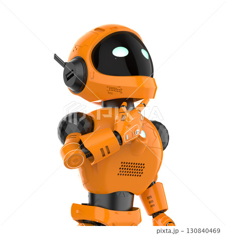 Robotic personal assistant thinking on white background Robotic personal assistant thinking on white background 130840469