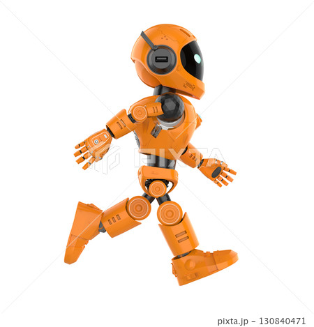 Robotic personal assistant walking on white background 130840471