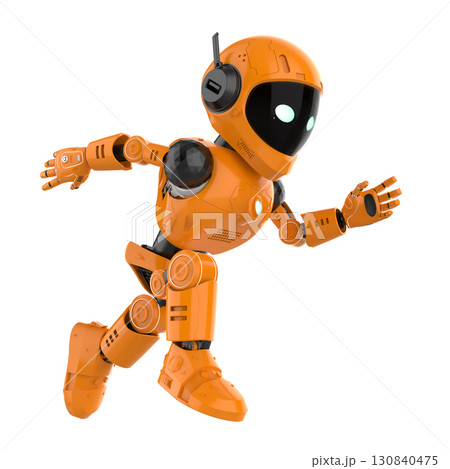 Robotic personal assistant running on white background 130840475