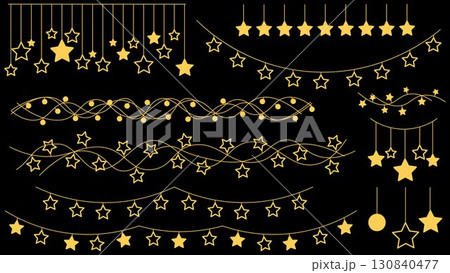 Set of star garlands with lights Set of star garlands with lights 130840477