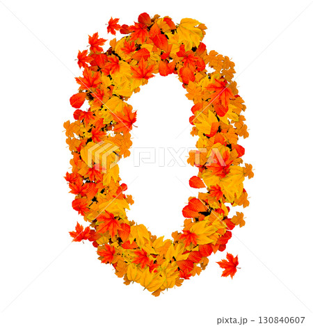 Number 0 formed with autumn leaves Number 0 formed with autumn leaves 130840607