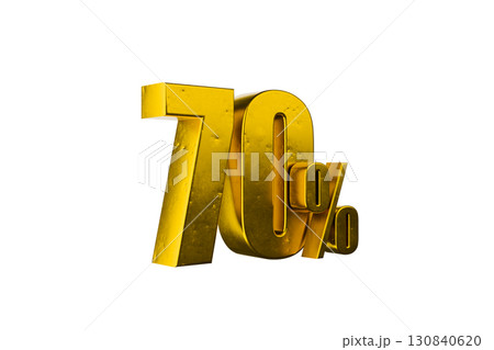 Golden 70 percent sign on white background Golden 70 percent sign on white background 130840620