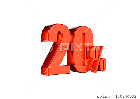 3D render of a 20 percent sign 130840632