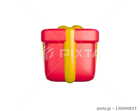 Red gift box with yellow ribbon Red gift box with yellow ribbon 130840653