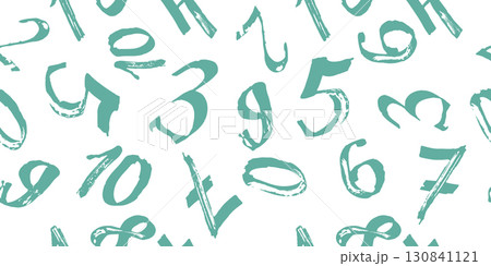 Grunge blue numbers vector seamless pattern. hand drawn. Not AI, Vector illustration 130841121