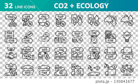 A set of 32 icons related to co2 and eco. A set of 32 icons related to co2 and eco. 130841677