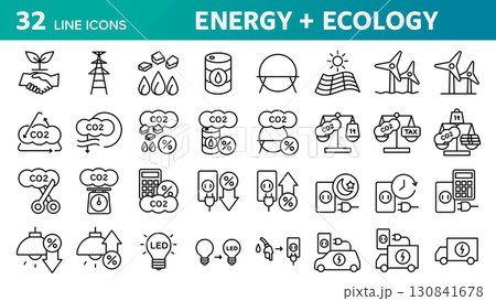 エネルギーとエコに関するアイコンセット。 130841678