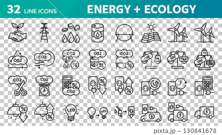 能源和生態圖標集。 能源和生態圖標集。 130841678