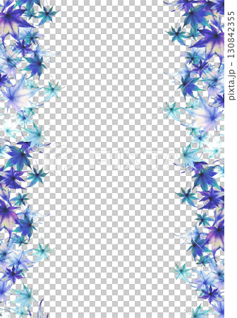 A maple frame in vibrant blue watercolor colors 130842355