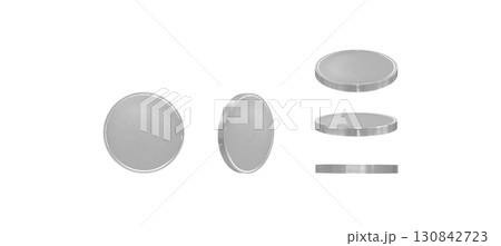 Set of 5 silver coins on white background. Set of 5 silver coins on white background. 130842723