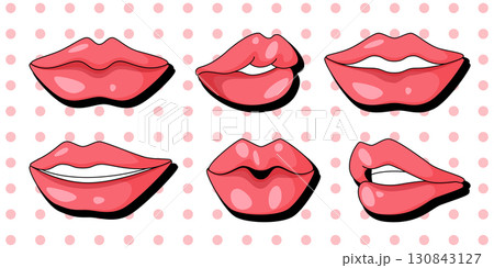 Red retro sexy mouth expressions 130843127