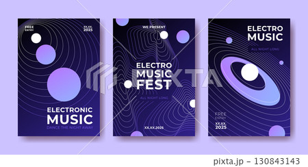 Electro music poster set 130843143