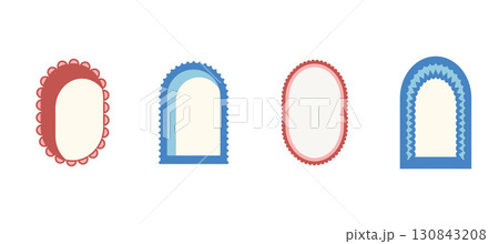 Retro social media post with funky groovy frames. Set of kid borders with wavy and zigzag edges. Text boxes undulate templates. Vector abstract doodles cadres isolated on white background Retro social media post with funky groovy frames. Set of kid borders with wavy and zigzag edges. Text boxes undulate templates. Vector abstract doodles cadres isolated on white background 130843208