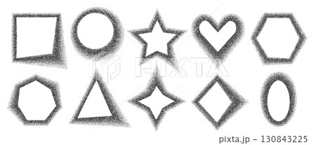 Noise uneven geometric shapes frames set. Grainy textured black shades y2k frame callouts elements. Rhombus, rectangle, star and heart dots text boxes. Vector gritty forms. Grunge dust powder figures Noise uneven geometric shapes frames set. Grainy textured black shades y2k frame callouts elements. Rhombus, rectangle, star and heart dots text boxes. Vector gritty forms. Grunge dust powder figures 130843225