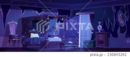 Abandoned bedroom night interior Abandoned bedroom night interior 130843261