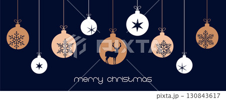 christmas bauble decoration with snowflakes and deer vector illustration 130843617