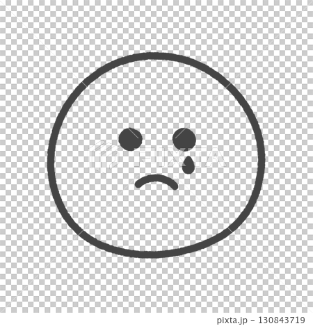 手繪哭臉表情符號 - 悲傷情緒和煩惱的簡單可愛形象 130843719