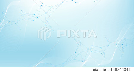 Global network connection website header or banner design. Abstract background with connecting dots and lines. Global business. Social network communication. Internet technology. Vector illustration 130844041