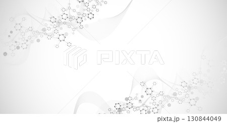 Health care or medical abstract background with hexagons, lines and dots. Scientific innovation banner template concept. Biology and pharmaceutical technology background. Vector illustration. 130844049