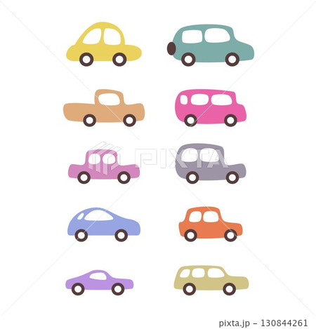 Car icon vector illustration set, cartoon vehicle set of automobile transport in a flat color 130844261
