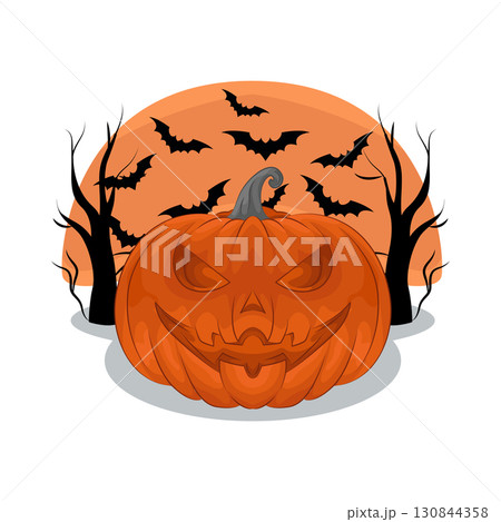Illustration of scary pumpkin  130844358