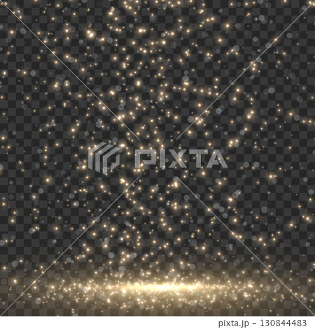 Magical falling gold dust and sparkling particles overlay effect. Vector Magical falling gold dust and sparkling particles overlay effect. Vector 130844483
