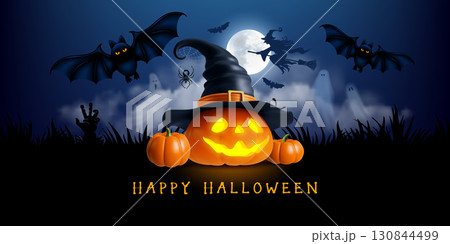 Happy Halloween Greeting Banner Template Happy Halloween Greeting Banner Template 130844499
