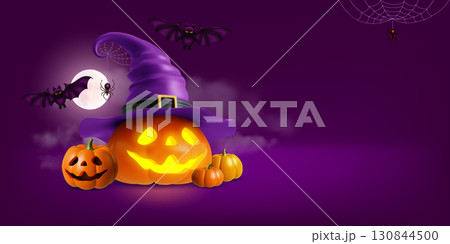 Happy Halloween Greeting Banner Template With Place For Text 130844500