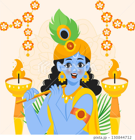 Flat Design Illustrations of Indian Religious Festivals Original Set 130844712