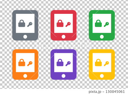 平板電腦裝置圖示集由 6 種顏色組成，象徵安全 130845061